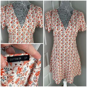 Cotton On Floral Mini Dress Sz S Puff Sleeve Cottagecore Boho City